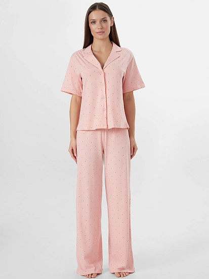 картинка Комплект женский домашний розовый в горошек от магазина стильной одежды Mark Formelle