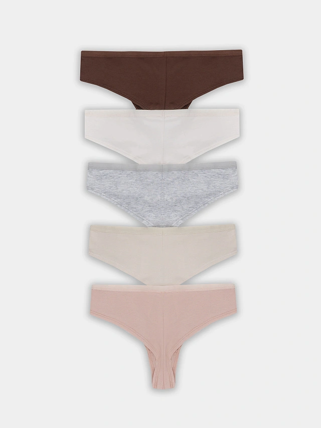 Трусы бразилиана женские белые в наборе, 5 шт - 10