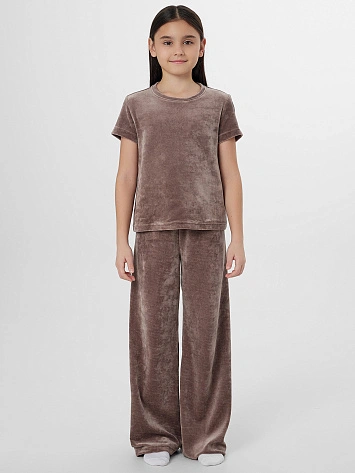 Комплект для девочек коричневый велюровый