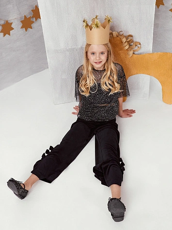 Брюки для девочек с декоративными бантиками