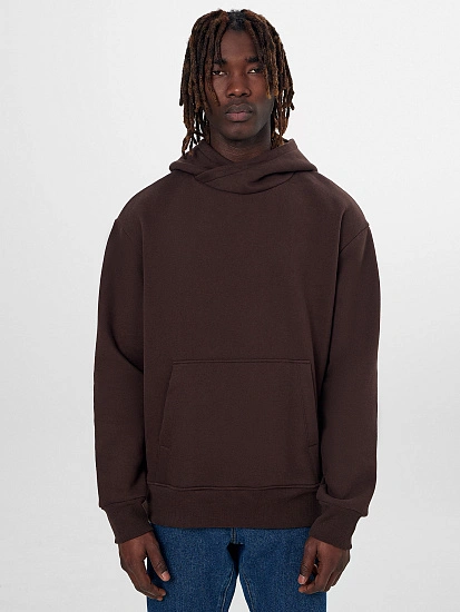 картинка Теплое худи мужское коричневое с начесом от магазина мужской одежды Mark Formelle