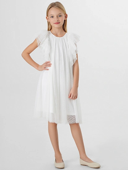 картинка Нарядное платье для девочек белое от известного бренда одежды для девочек Mark Formelle