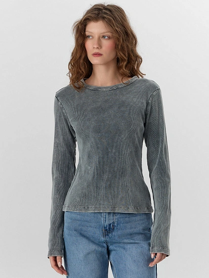 картинка Лонгслив женский черный с обработкой эйсид от магазина стильной одежды Mark Formelle