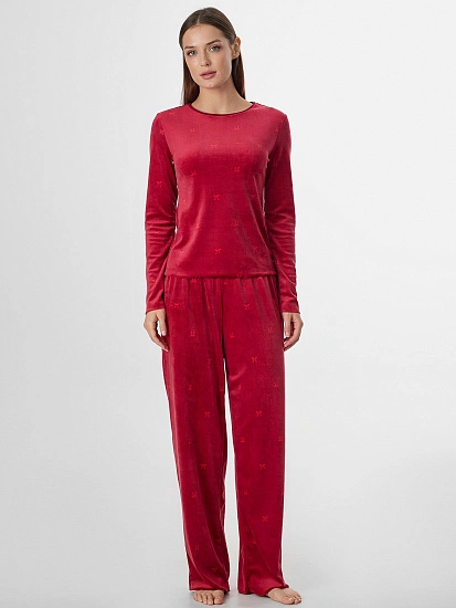 картинка Комплект домашний женский велюровый красный от магазина стильной одежды Mark Formelle