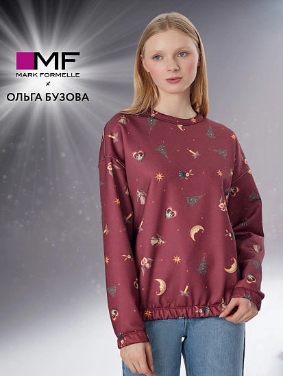 картинка Теплый свитшот женский Mark Formelle x Ольга Бузова бордовый от магазина стильной одежды Mark Formelle