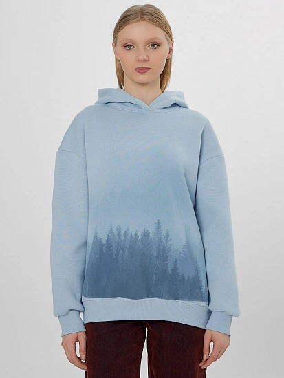 картинка Теплое худи женское голубое с начесом от магазина стильной одежды Mark Formelle