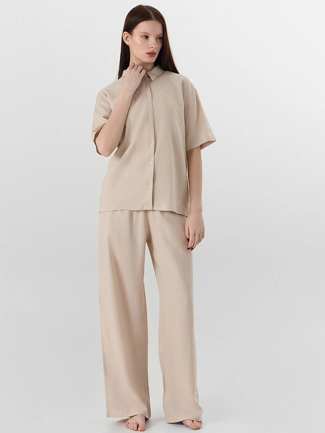 

Комплект женский бежевый льняной, Св.бежевый, 25-40047Ц-9