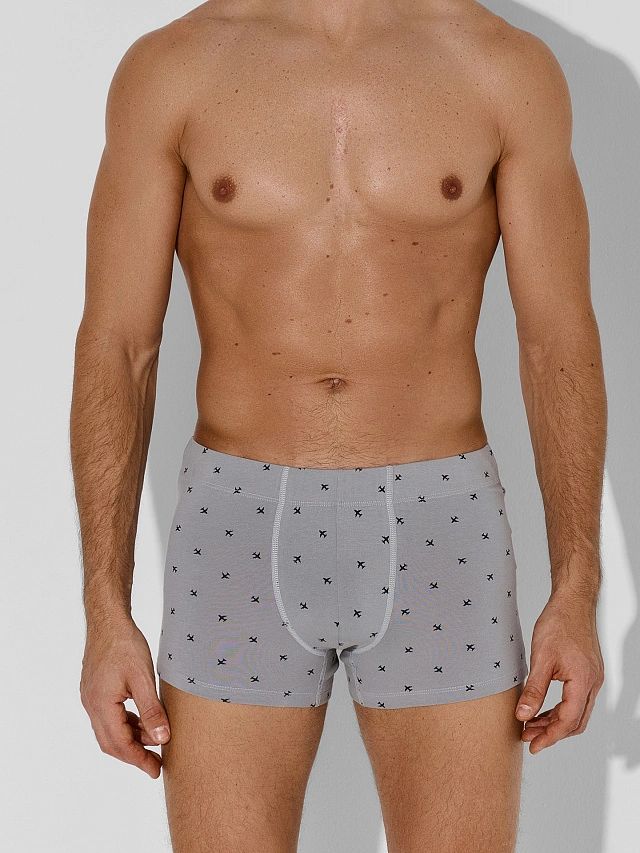 

Трусы боксеры мужские серые с узором самолетов, Самолеты на сером, 25-5494П-5