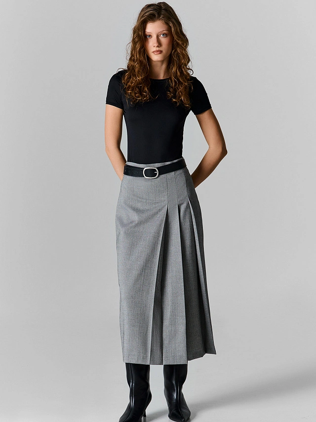 

Юбка женская прямая серая, Серый меланж затемненный, 25-39867Ц-9