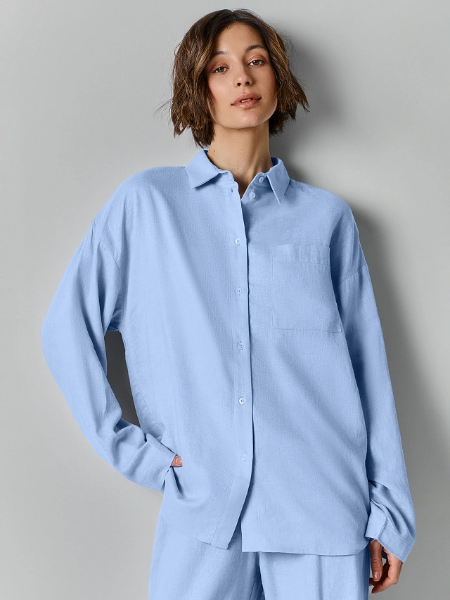 

Рубашка домашняя женская голубая, Голубой, 25-38262Ц-9