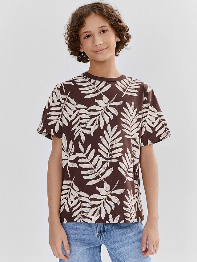 

Футболка для мальчиков, Листья на шоколадном, 25-40522П-0