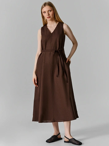 Сарафан женский коричневый льняной