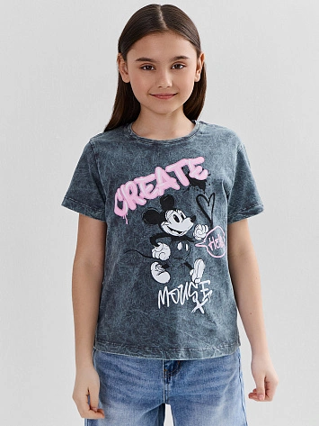 Футболка для девочек серая с принтом