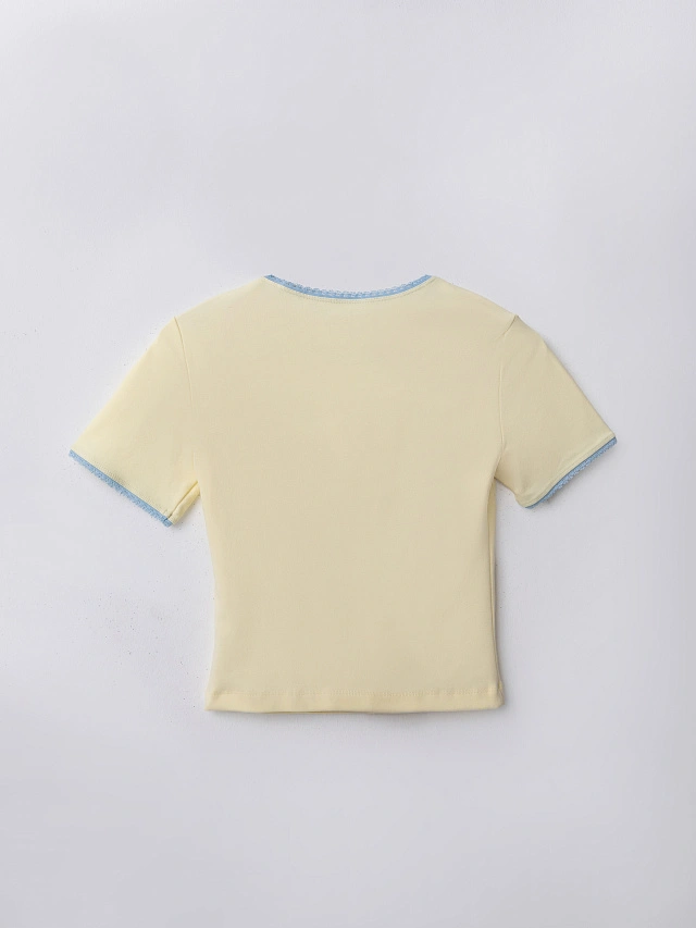 Футболка женская желтая укороченная - 8