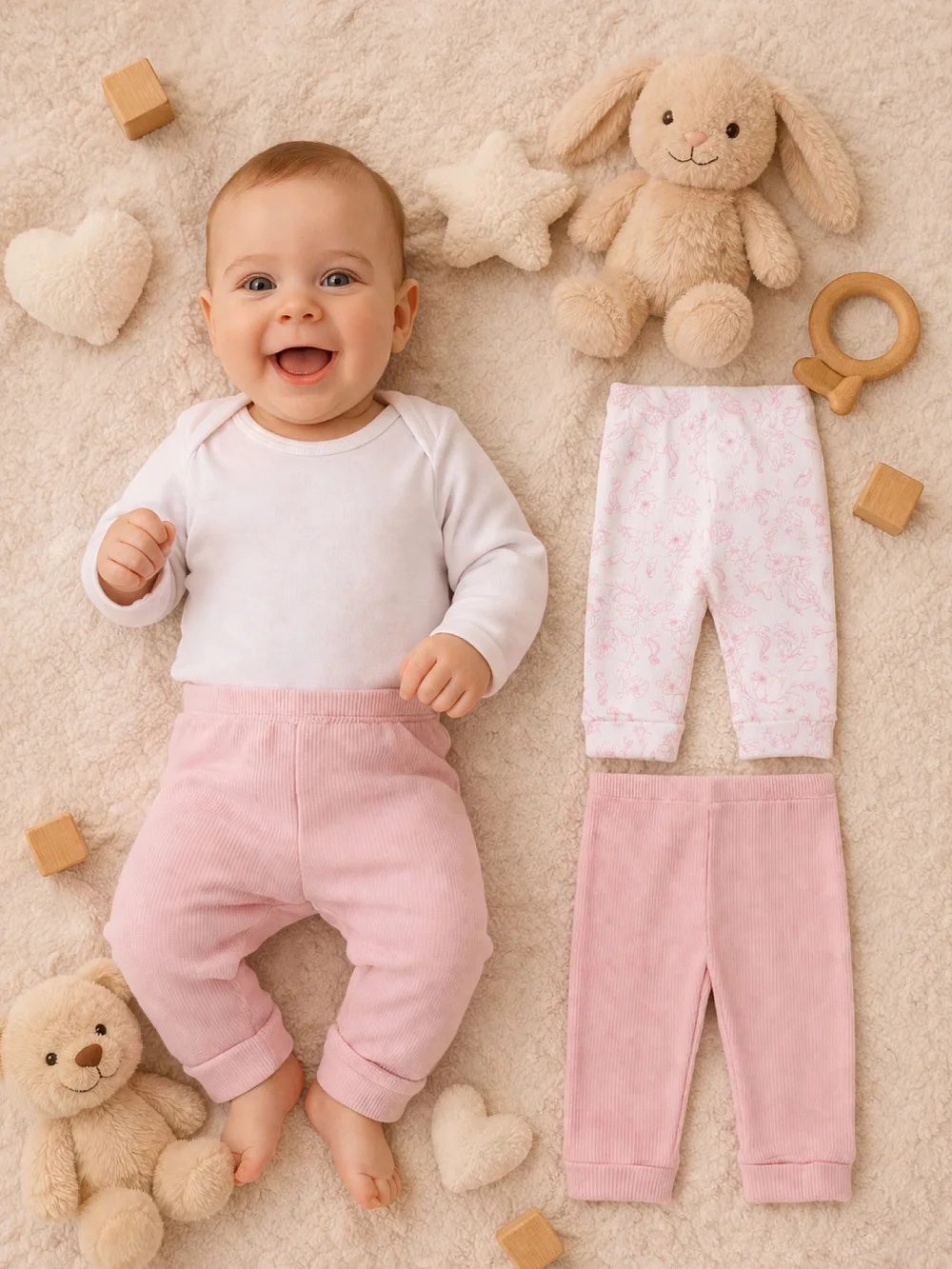 картинка Брюки детские розовые из хлопка в наборе, 2 шт от магазина Одежда+