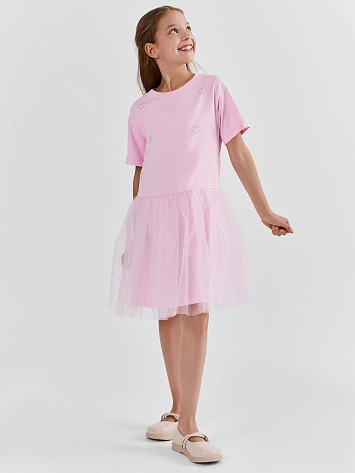 Платье для девочек розовое с пышной юбкой нарядное