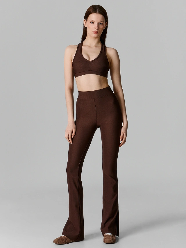 Брюки клеш спортивные женские коричневые