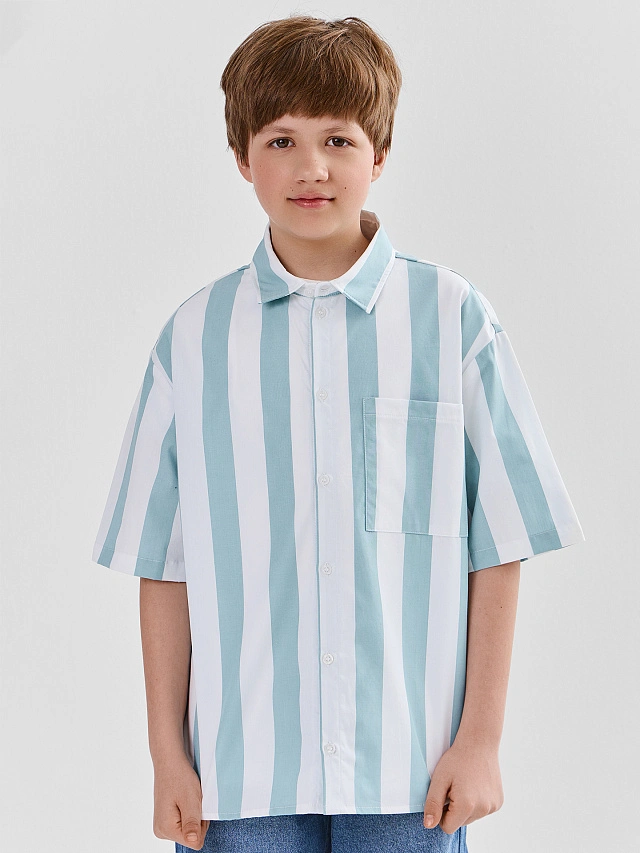 Рубашка для мальчиков в полоску с коротким рукавом