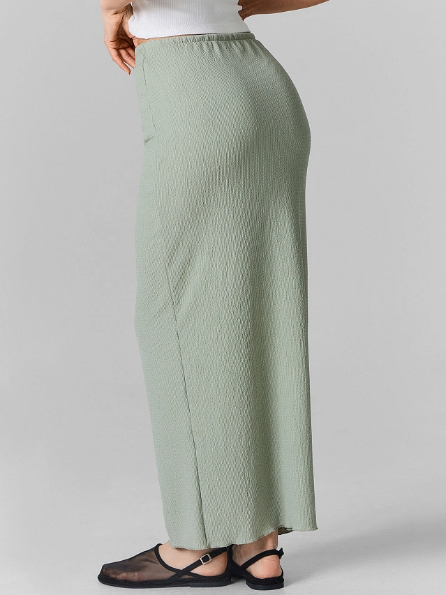 Юбка женская зеленая длинная прямого кроя - 3