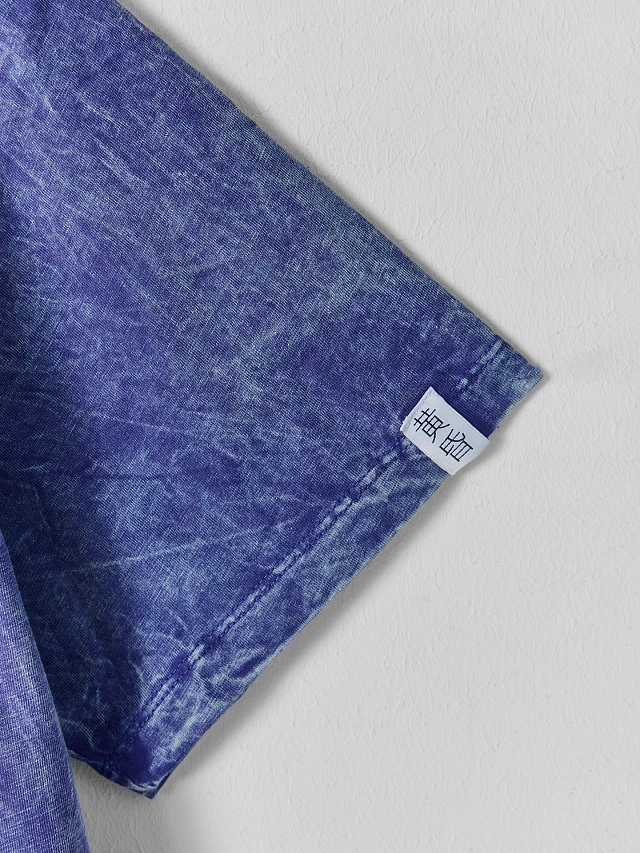 Футболка мужская синяя с обработкой эйсид из 100% хлопка - 6