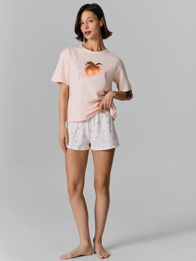 Комплект домашний женский розовый из хлопка - 2