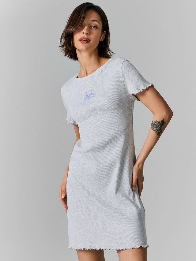 Сорочка ночная женская серая из хлопка