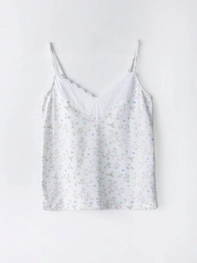 Комплект домашний женский белый с цветочным принтом - 4