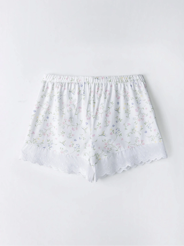 Комплект домашний женский белый с цветочным принтом - 7