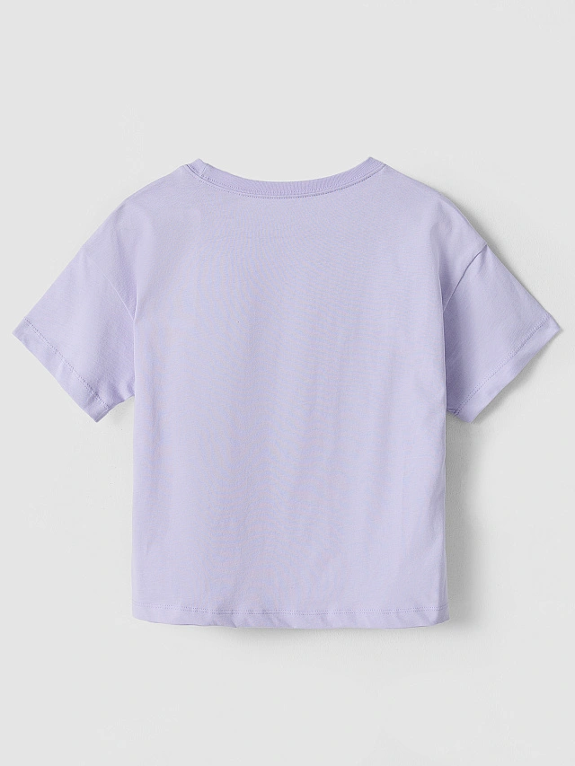 Футболка для девочек фиолетовая с принтом оверсайз - 7