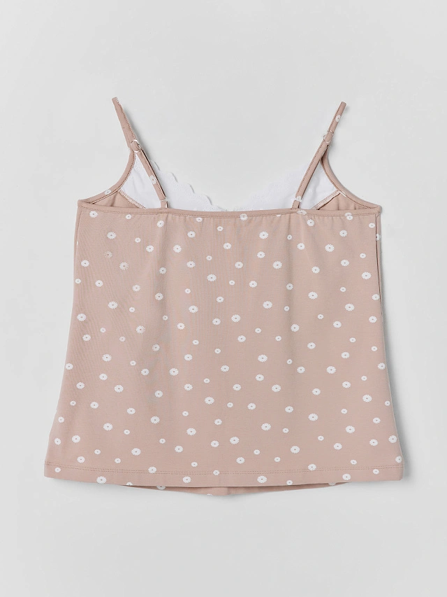 Комплект домашний женский бежевый с принтом ромашек - 7