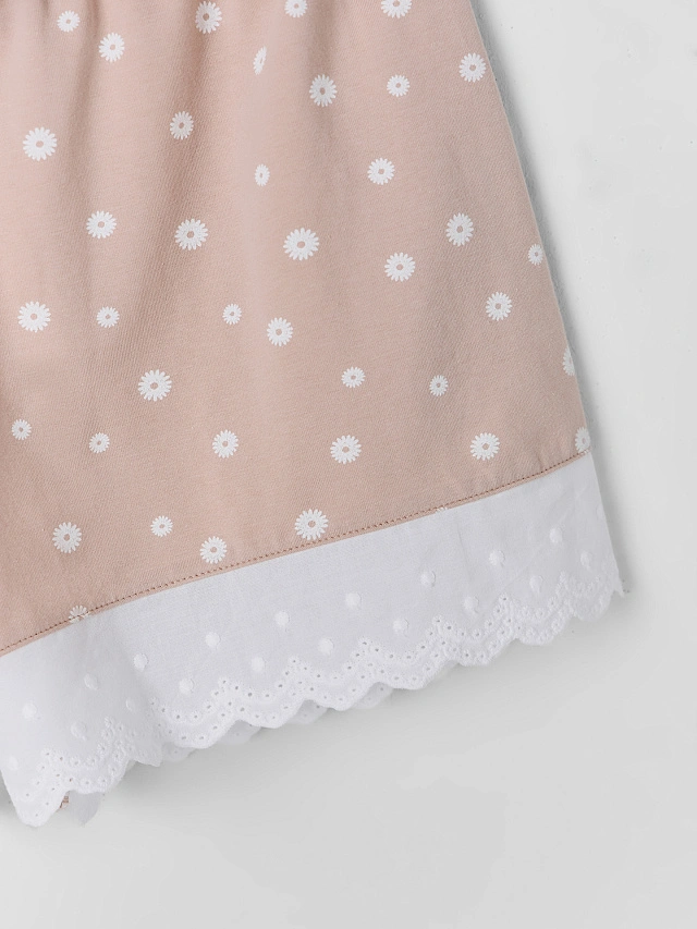 Комплект домашний женский бежевый с принтом ромашек - 9