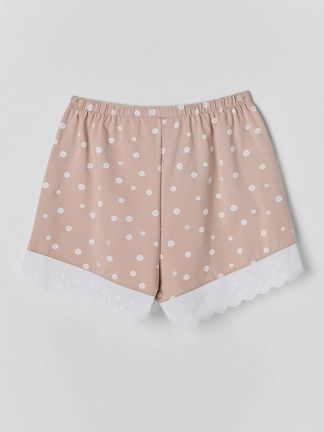 Комплект домашний женский бежевый с принтом ромашек - 10