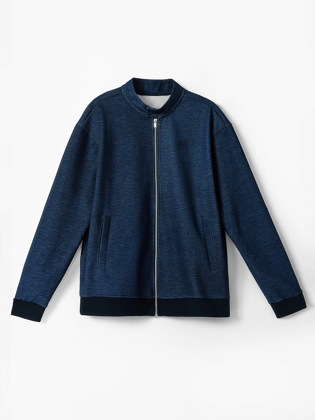 Толстовка мужская синяя на молнии - 5