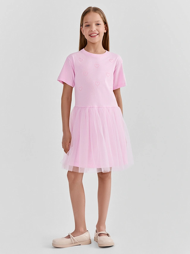 Платье для девочек розовое с пышной юбкой нарядное