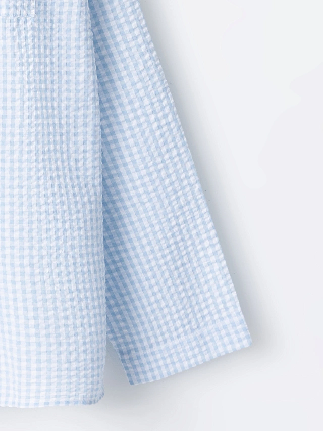 Рубашка домашняя женская голубая в клетку - 10