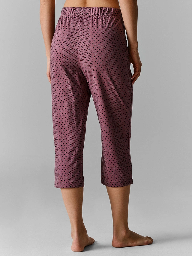 Бриджи домашние женские фиолетовые в горошек из хлопка - 3