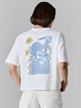 Футболка женская белая с принтом на спине оверсайз