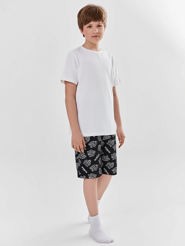 Шорты домашние для мальчиков черные с надписью "вожак"