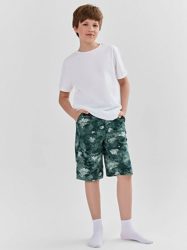 Шорты домашние для мальчиков зеленые удлиненные