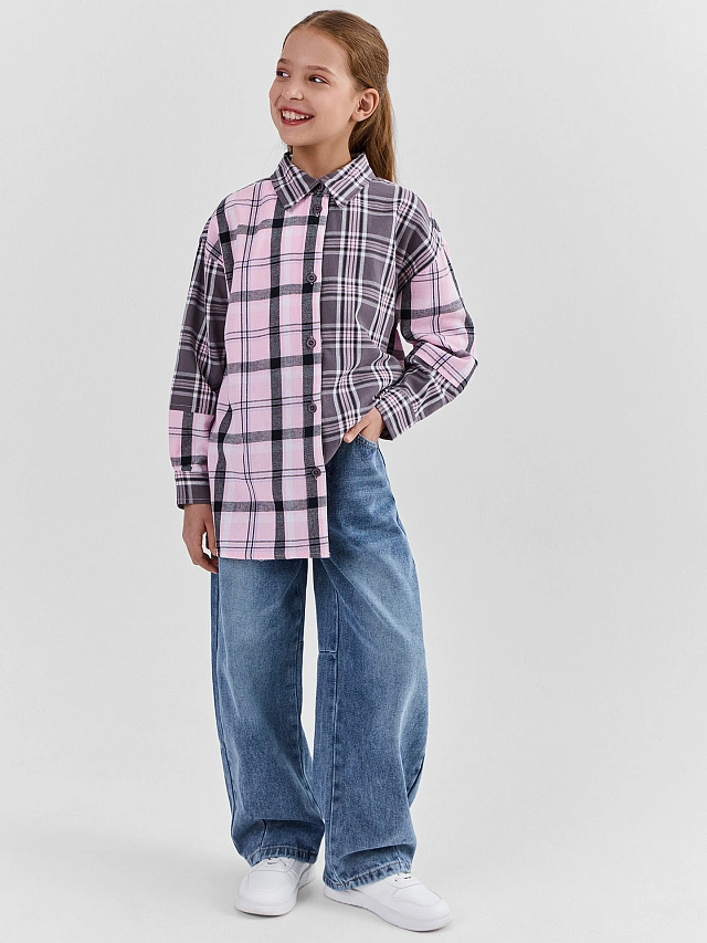 Джинсы для девочек barrel fit синие