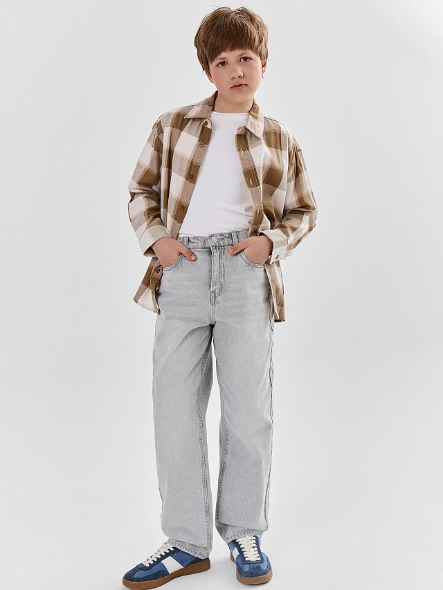 Джинсы для мальчиков baggy relaxed fit серые