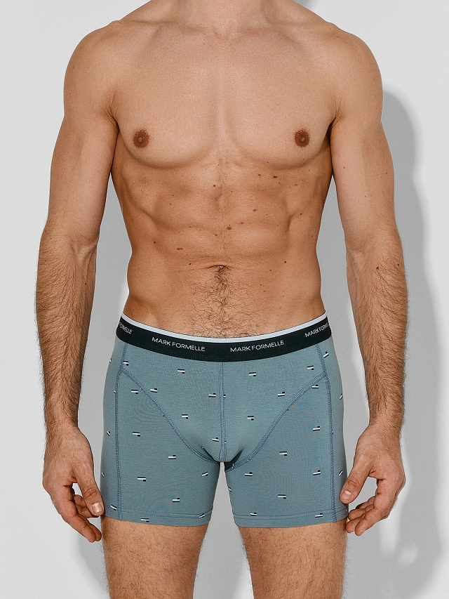 Трусы боксеры мужские зеленые с узором