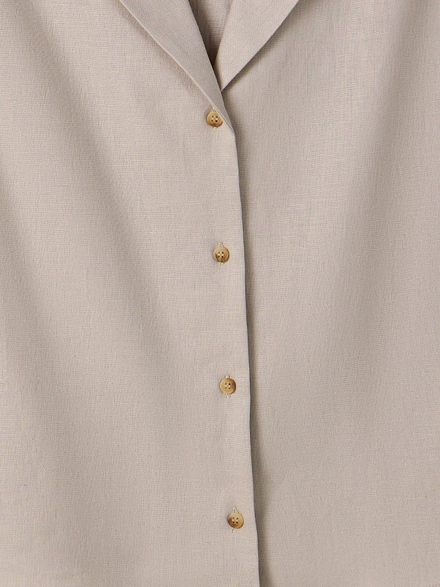 Костюм домашний женский бежевый прямого кроя льняной - 5