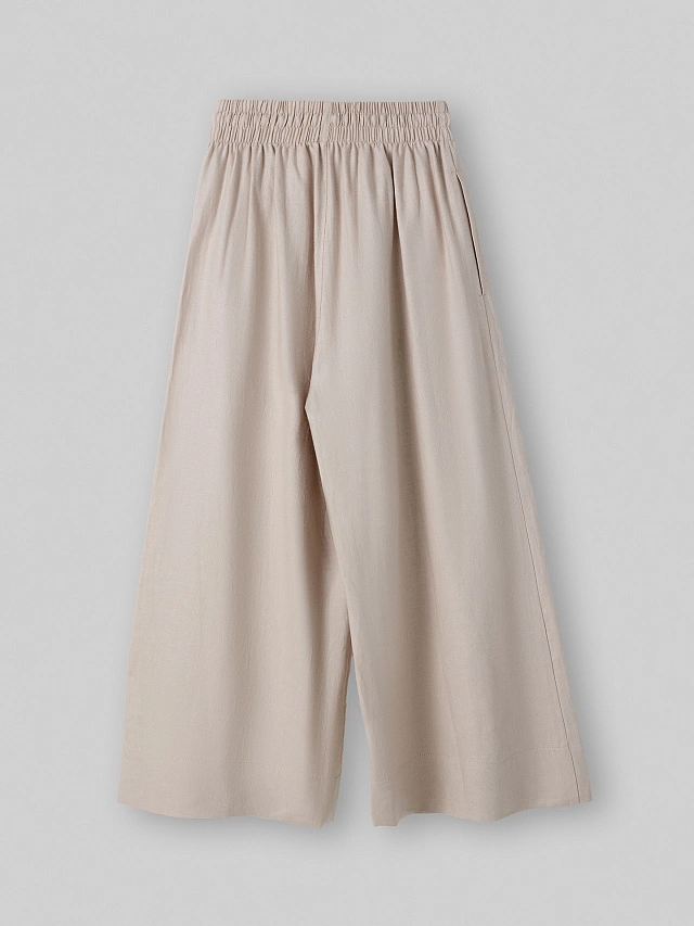 Костюм домашний женский бежевый прямого кроя льняной - 9