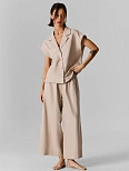 Костюм домашний женский бежевый прямого кроя льняной