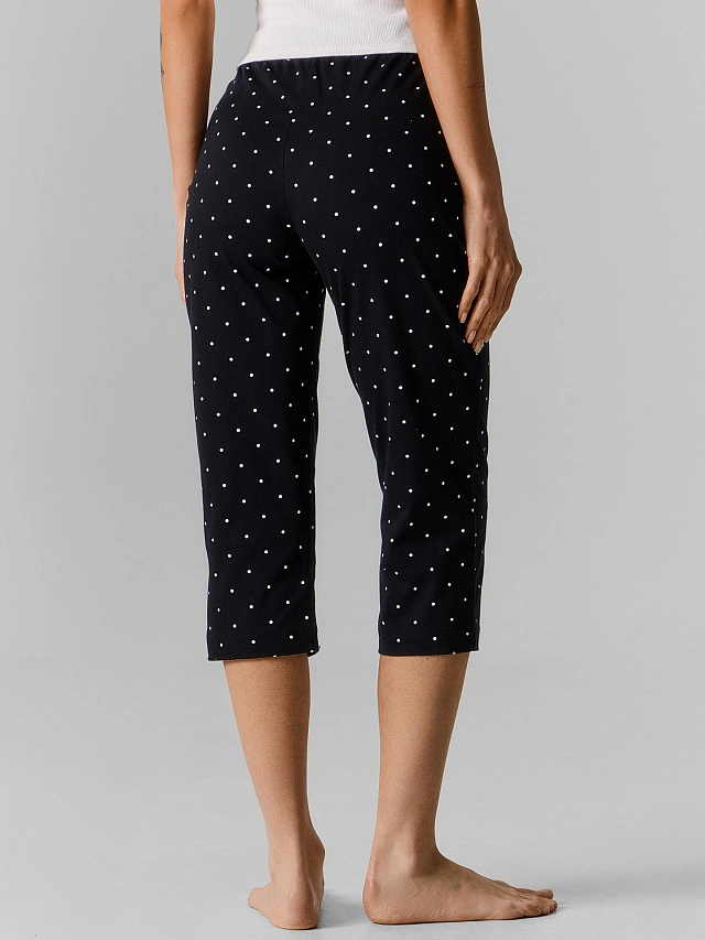 Бриджи домашние женские черные в горошек из хлопка - 3