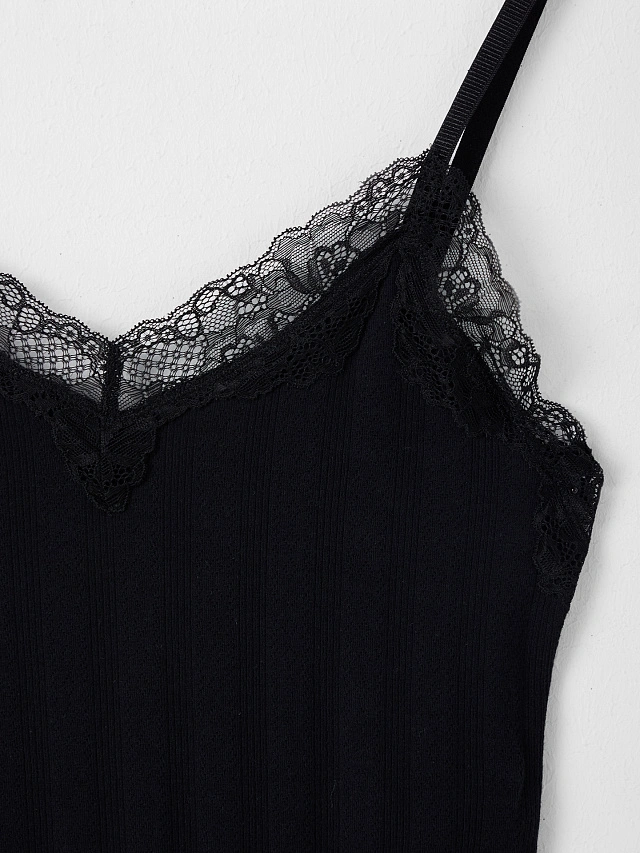 Комплект домашний женский черный с кружевом - 7