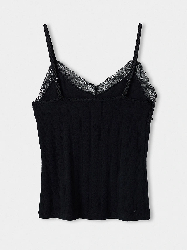 Комплект домашний женский черный с кружевом - 8