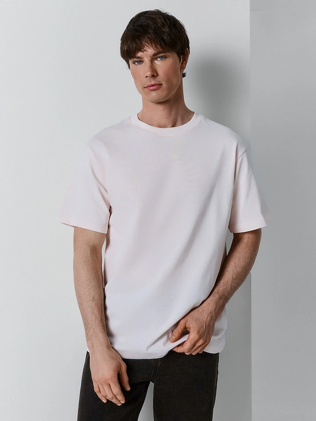 

Футболка мужская в розовом оттенке однотонная из хлопка, Розовый туман, 25-5483Ц-0