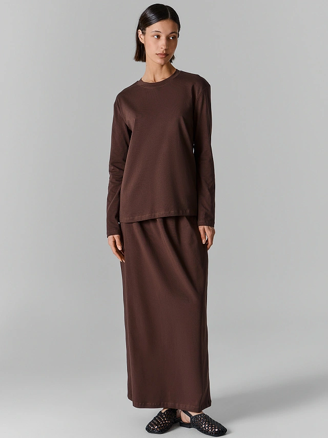 Комплект трикотажный женский коричневый прямого кроя